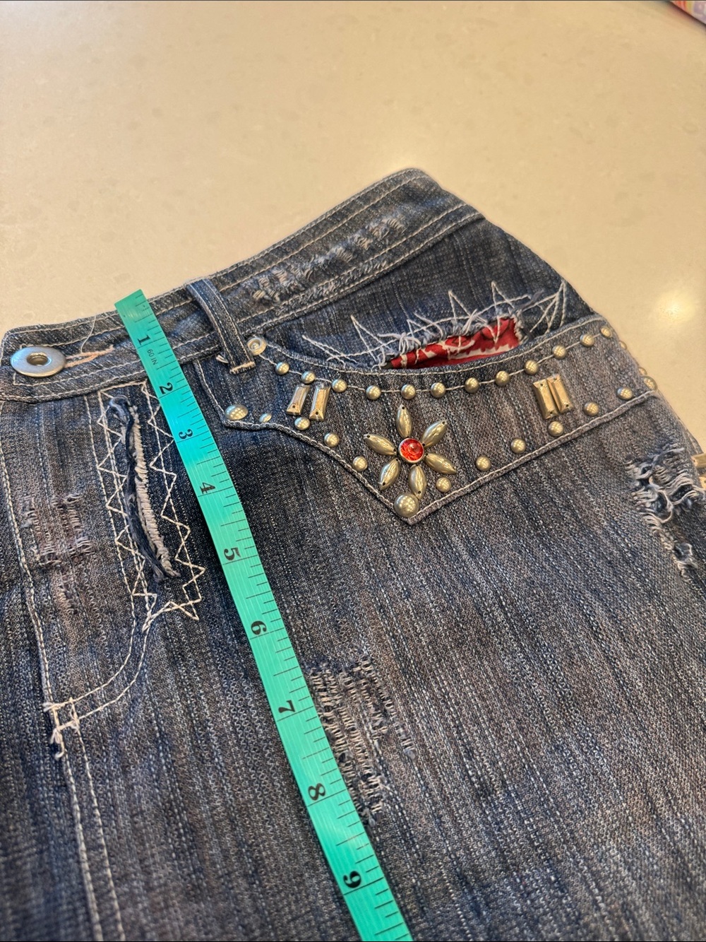 Double D Ranch Blue Denim Mini Skirt with Studs & Embroidery - Picture 6 of 11